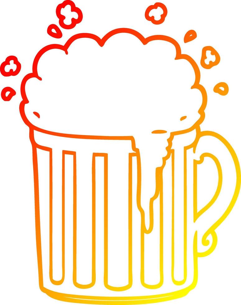 ligne de gradient chaud dessinant une chope de bière de dessin animé vecteur