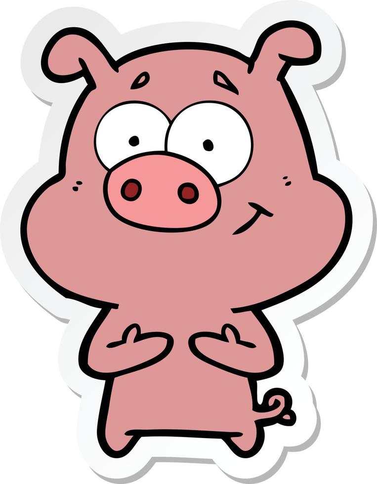 autocollant d'un cochon cartoon heureux vecteur