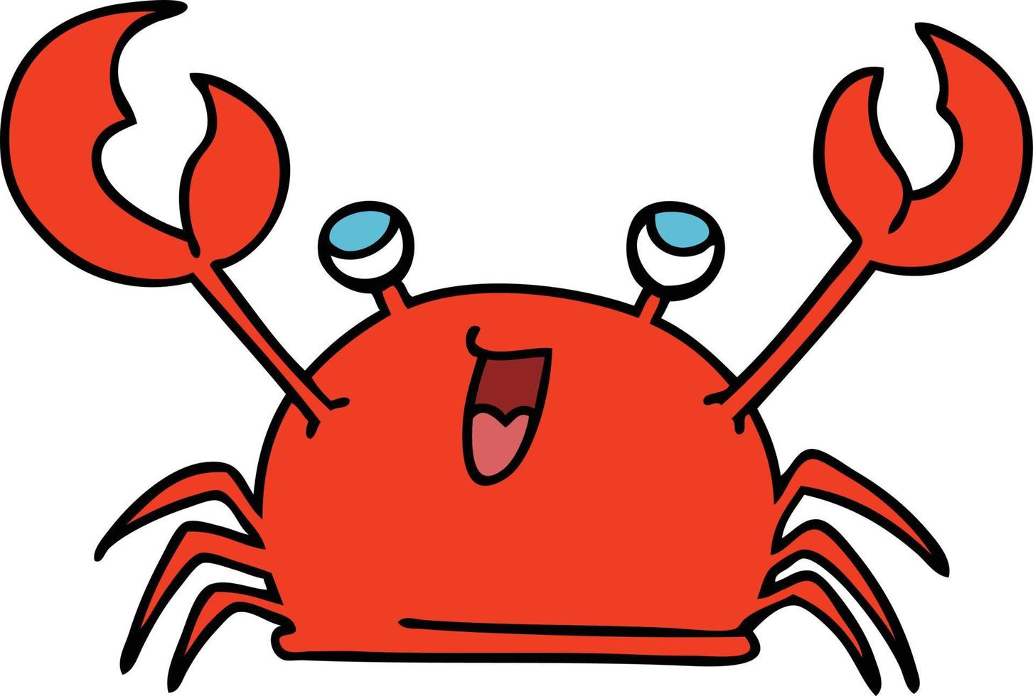 crabe heureux de dessin animé dessiné à la main excentrique vecteur