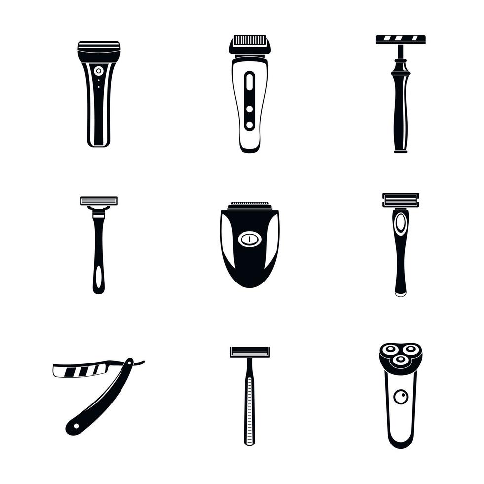 ensemble d'icônes personnelles de rasoir à lame de rasoir, style simple vecteur