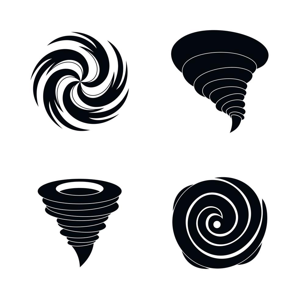 ensemble d'icônes de dégâts de tempête d'ouragan, style simple vecteur