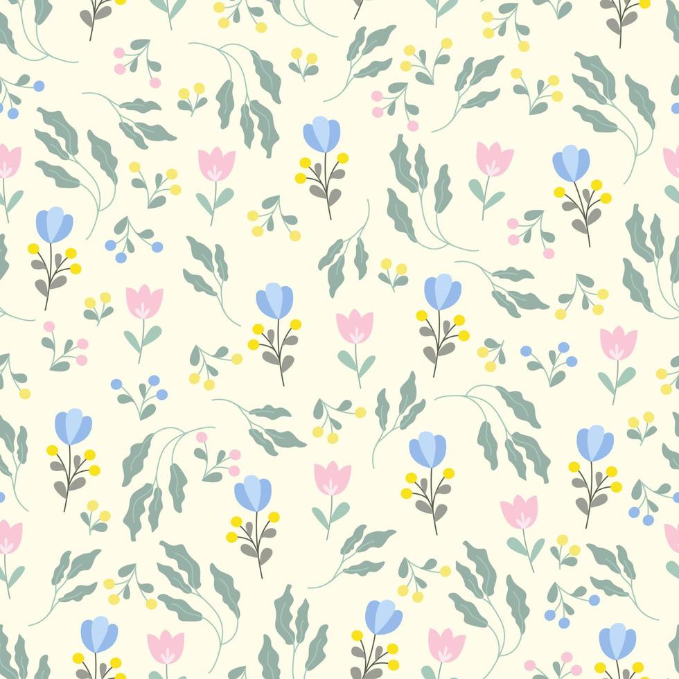 motif floral harmonieux aux couleurs pastel, imprimé printemps été avec fleurs. illustration vectorielle vecteur