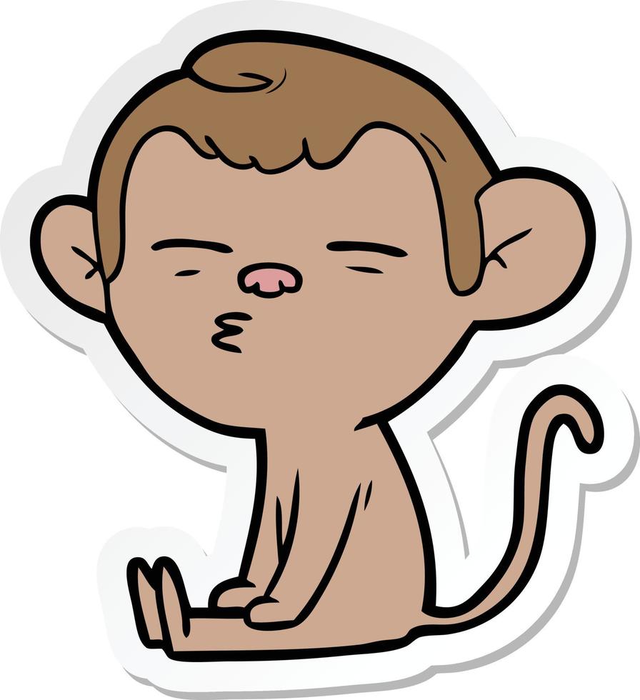 autocollant d'un singe suspect de dessin animé vecteur