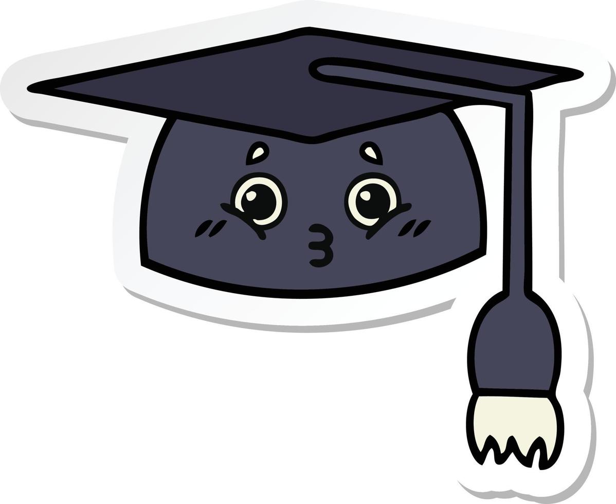 autocollant d'un chapeau de graduation de dessin animé mignon vecteur