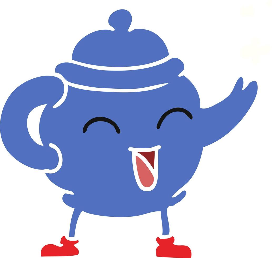 dessin animé doodle d'une théière bleue vecteur