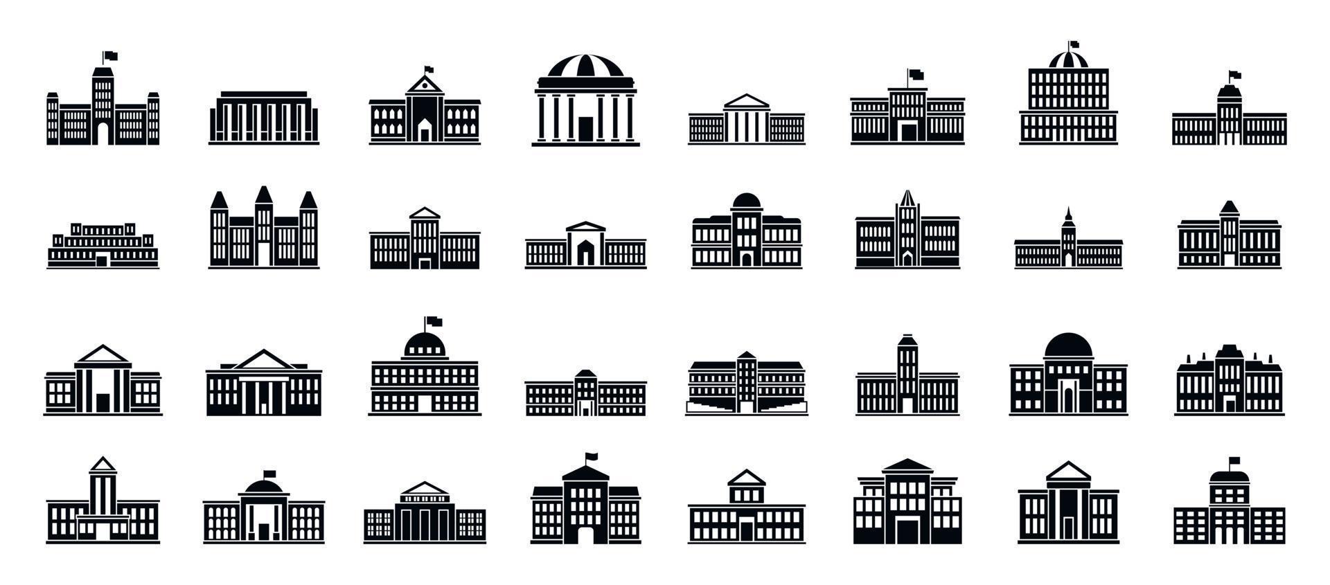 ensemble d'icônes de la ville du parlement, style simple vecteur
