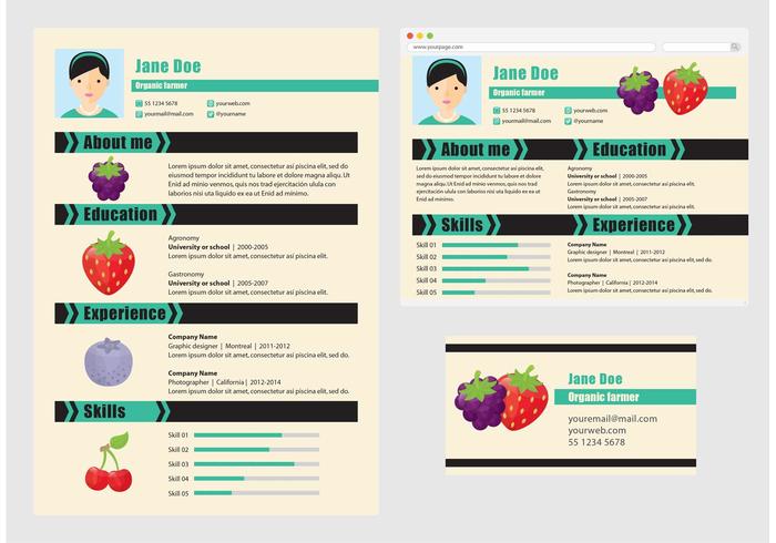 Vecteur curriculum vitae agriculteur bio