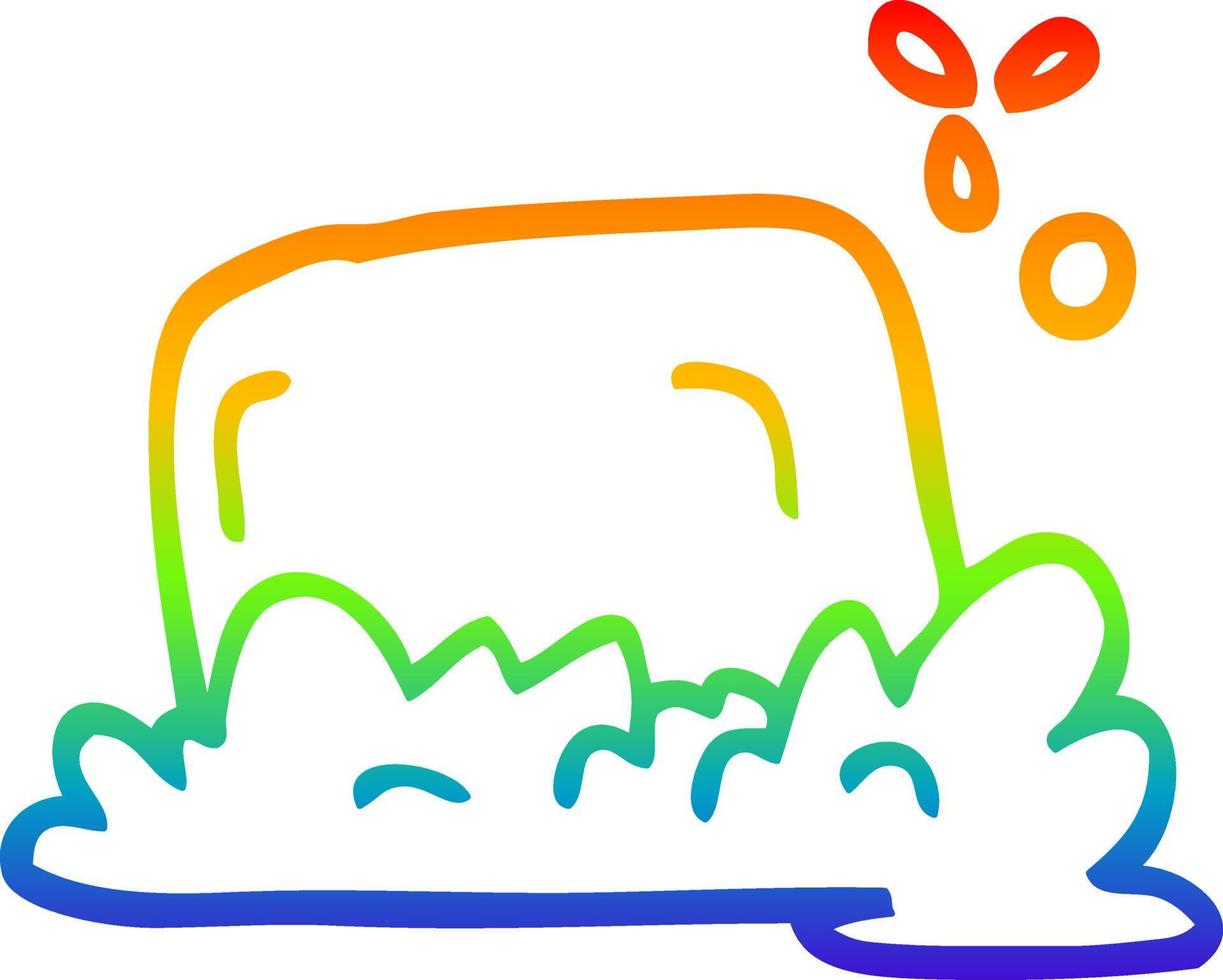 ligne de gradient arc-en-ciel dessinant une barre de savon de dessin animé vecteur