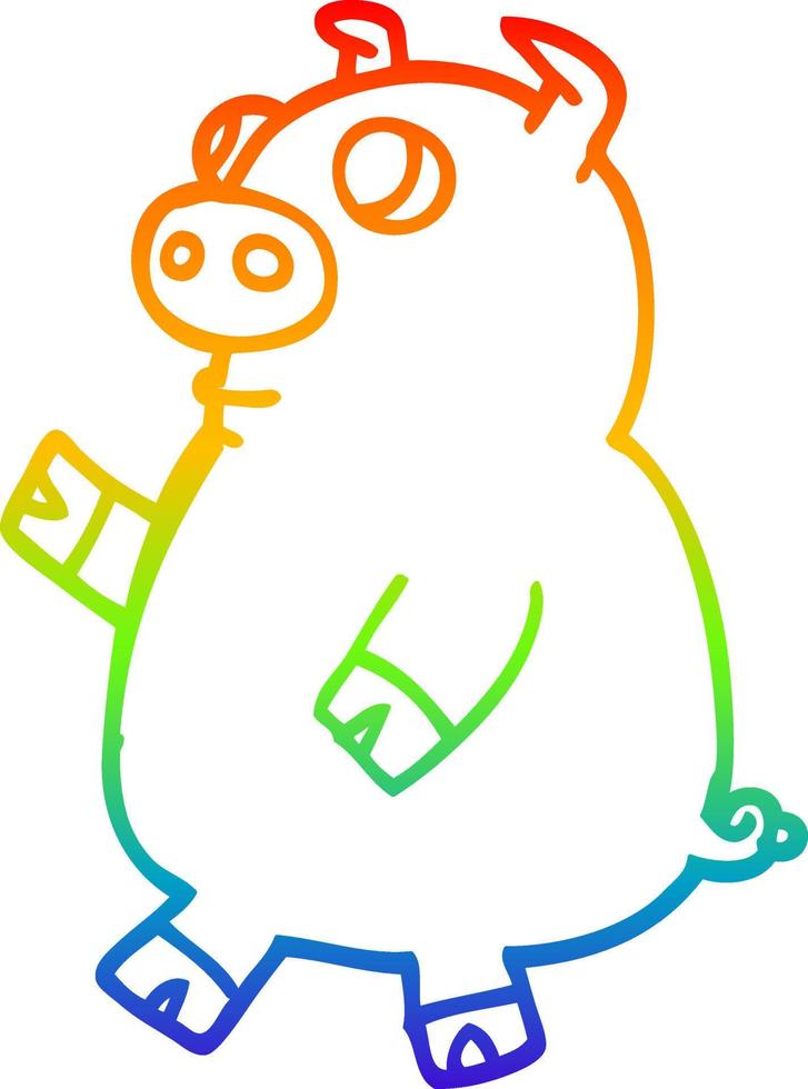 arc en ciel gradient ligne dessin dessin animé cochon drôle vecteur