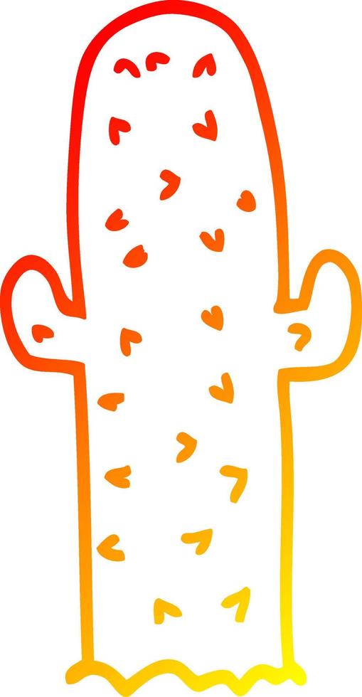 ligne de gradient chaud dessinant un cactus de dessin animé vecteur