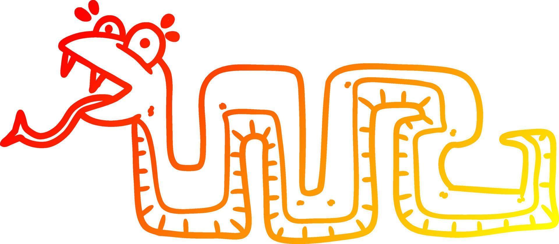 ligne de gradient chaud dessin dessin animé serpent surpris vecteur