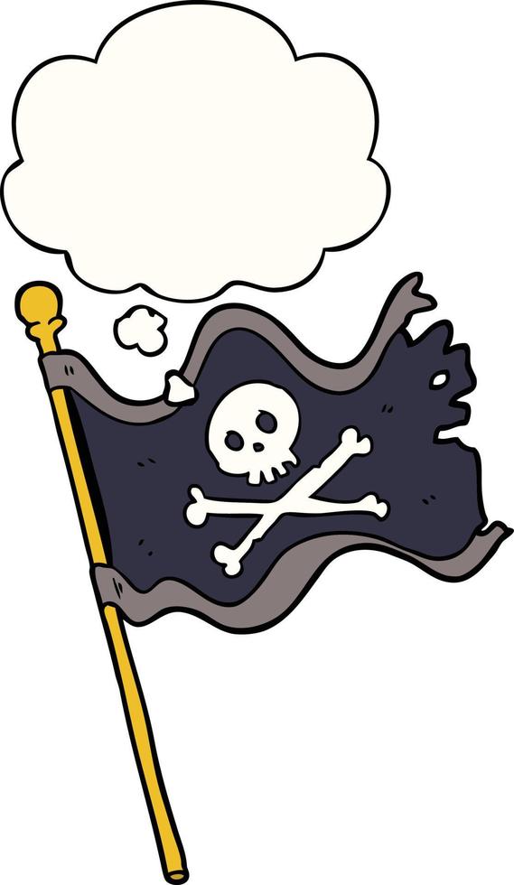 drapeau de pirate de dessin animé et bulle de pensée vecteur