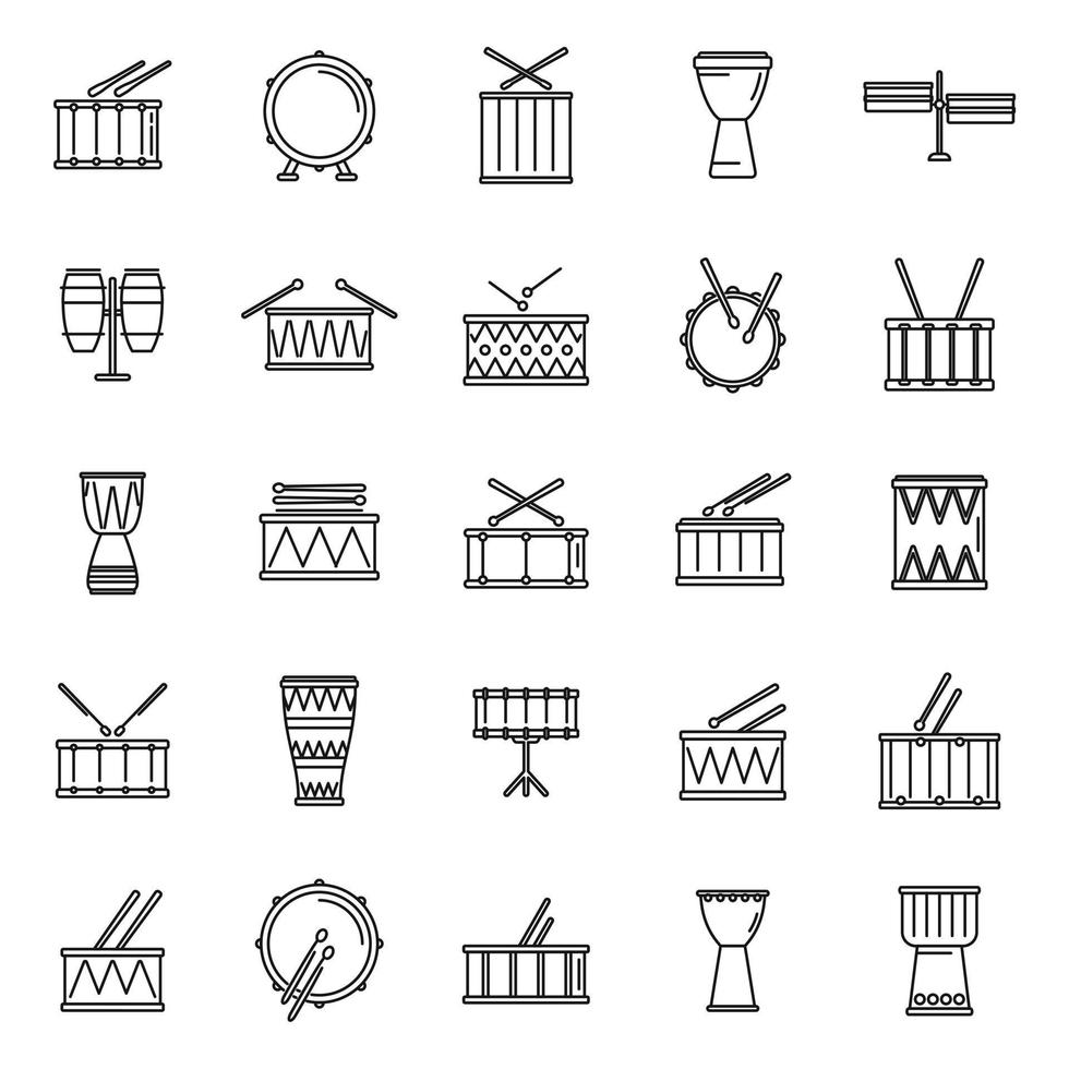 les icônes de tambour définissent le vecteur de contour. musique instrumentale