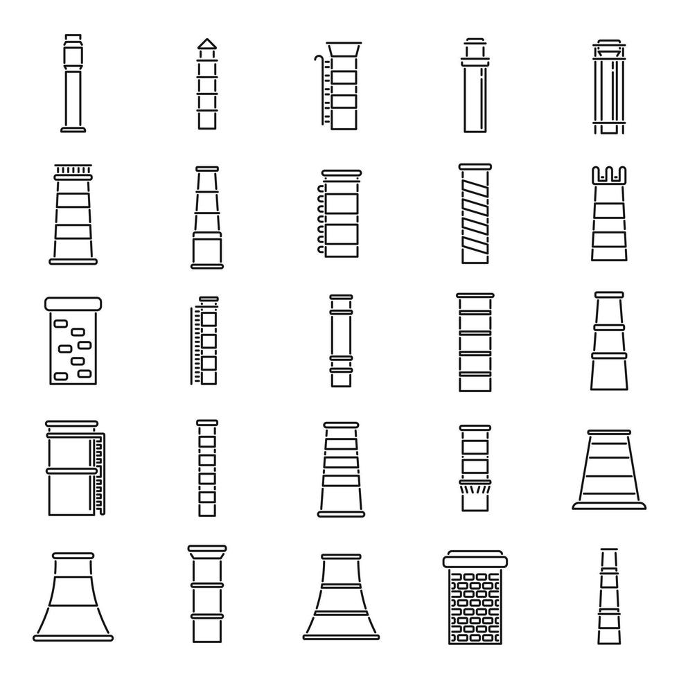 icônes de cheminée définissent le vecteur de contour. balayage de toit