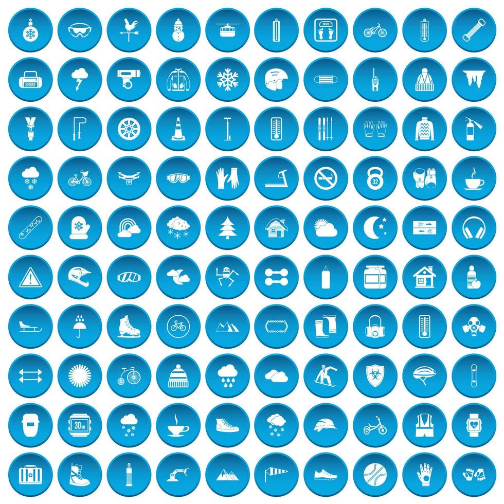 100 icônes de gant bleu vecteur