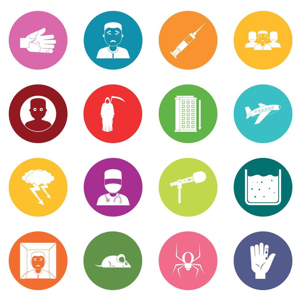 icônes de symboles de phobie ensemble de nombreuses couleurs vecteur