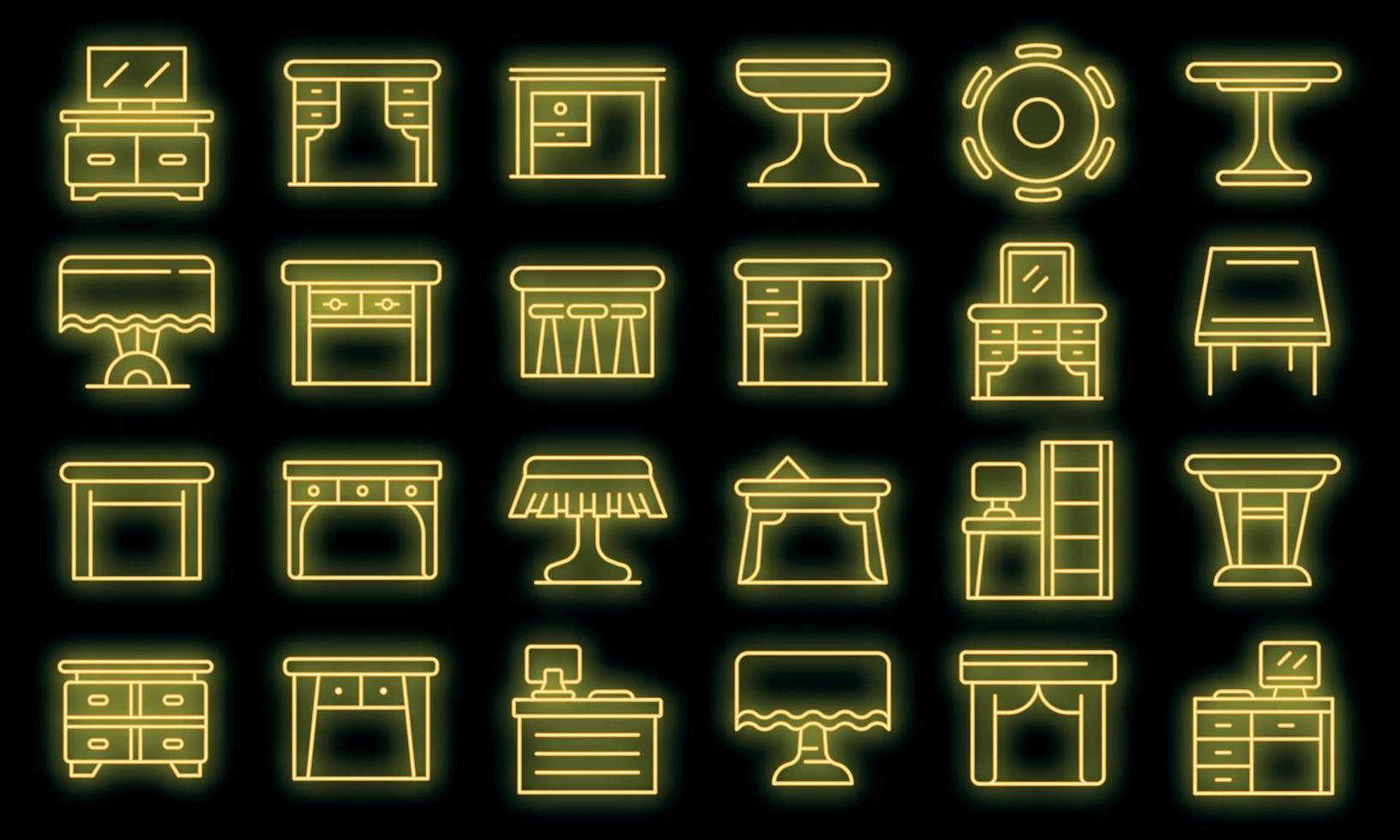 table, icônes, ensemble, vecteur, néon vecteur