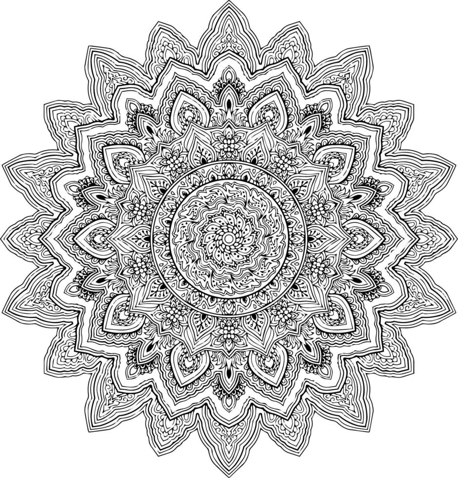 conception, vecteur, mandala, contour, coloration, page vecteur