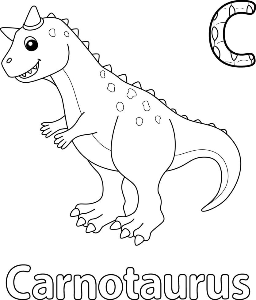 alphabet carnotaurus dinosaure abc coloriage c vecteur