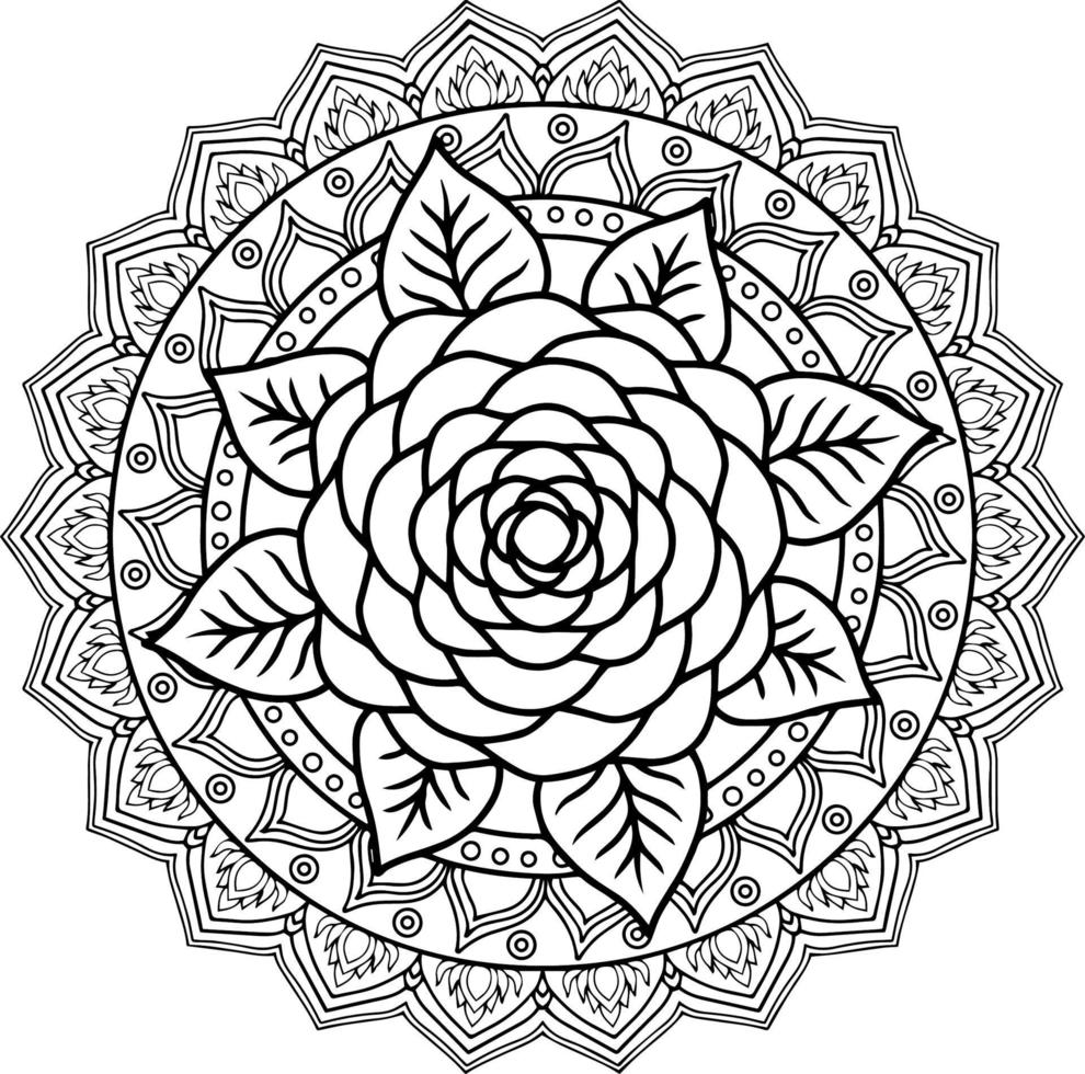 conception, vecteur, mandala, contour, coloration, page vecteur