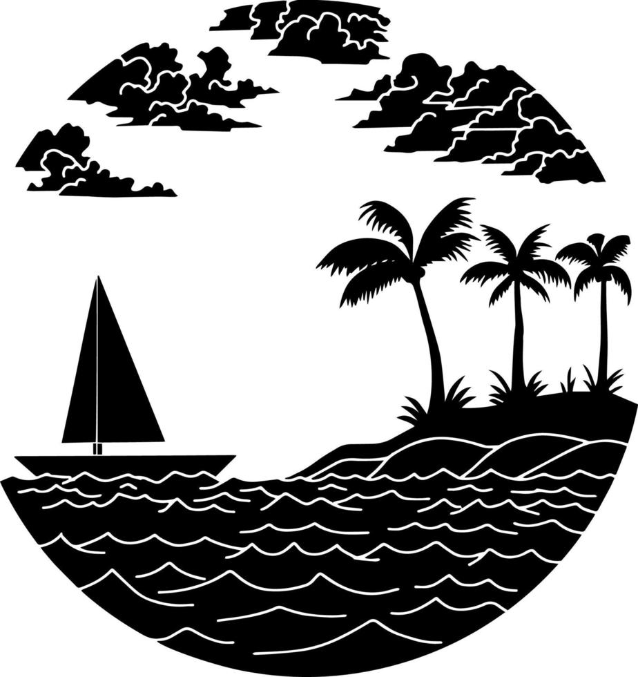 conception vecteur paysage plage silhouette logo sol