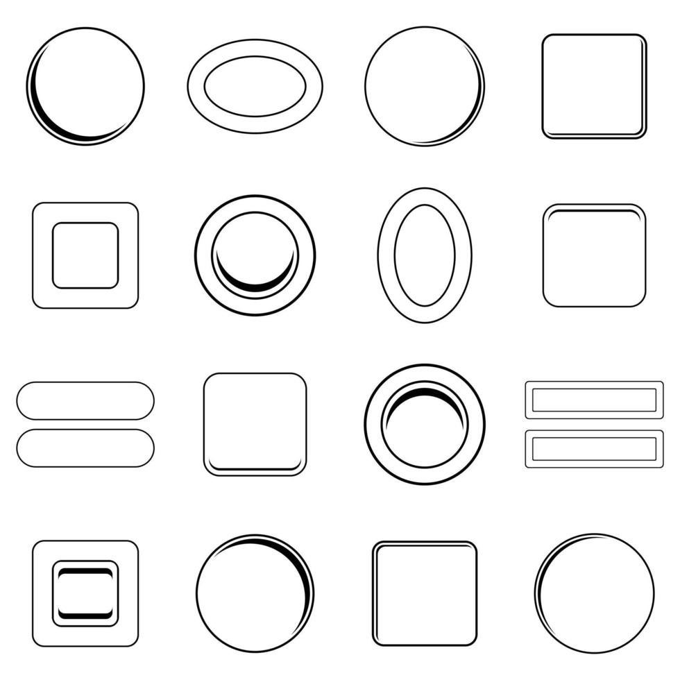 contours de l'ensemble d'icônes de boutons web vierges vecteur