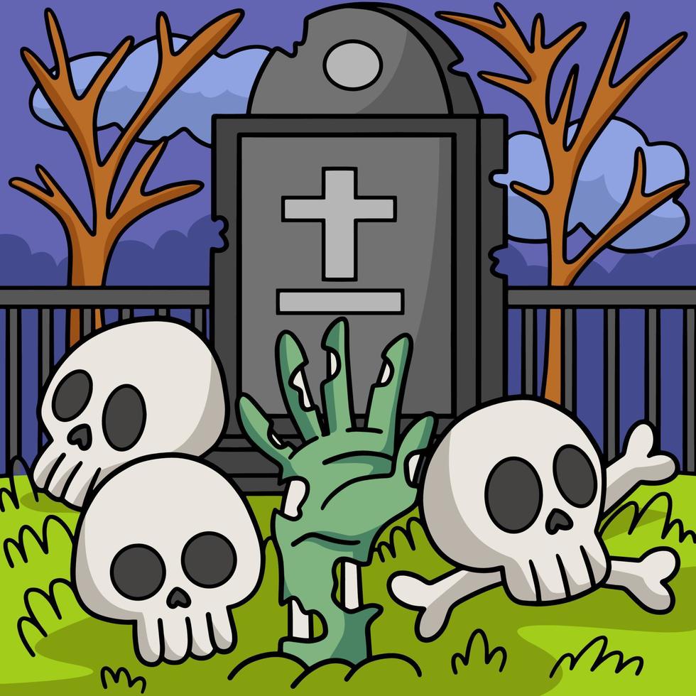 illustration de dessin animé coloré crâne halloween vecteur