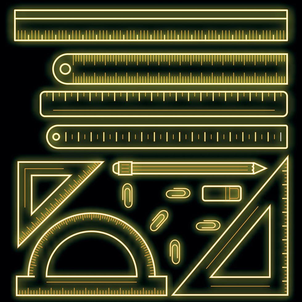 ensemble d'icônes de bande de règle vecteur néon