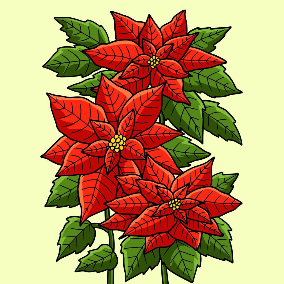 illustration de dessin animé de couleur fleur de poinsettia vecteur