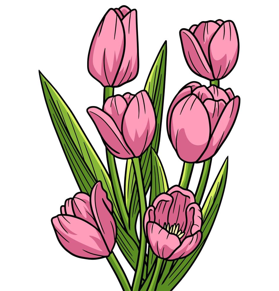 tulipe fleur dessin animé couleur clipart illustration vecteur