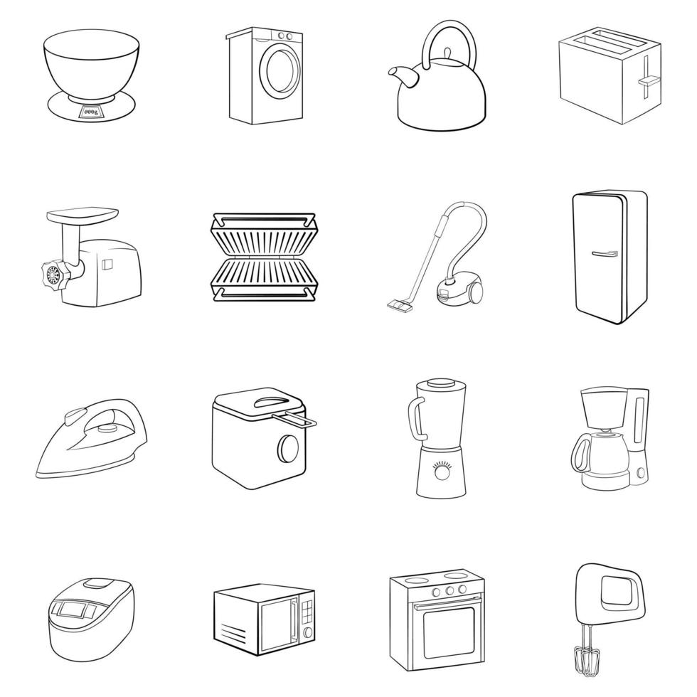 icônes d'appareils ménagers définissent le contour vectoriel