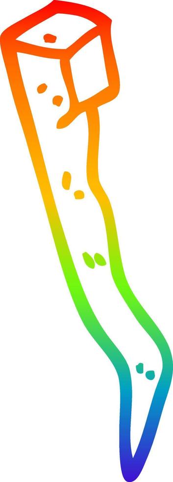 arc en ciel gradient ligne dessin dessin animé vieux clou de fer courbé vecteur