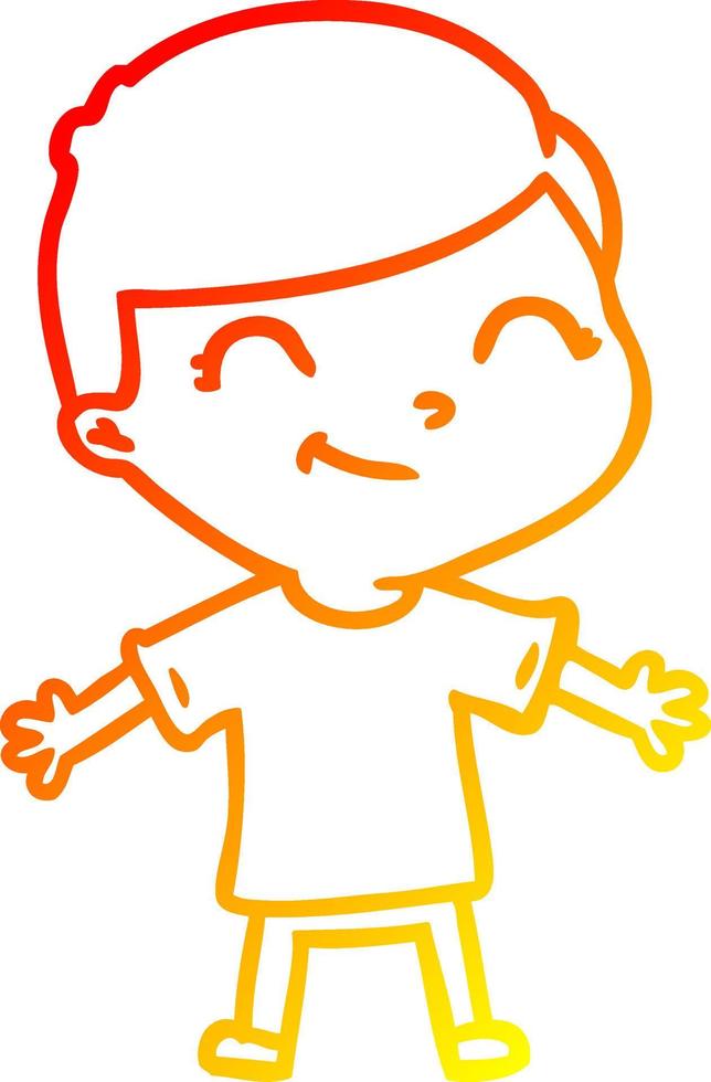 ligne de gradient chaud dessin dessin animé garçon souriant vecteur