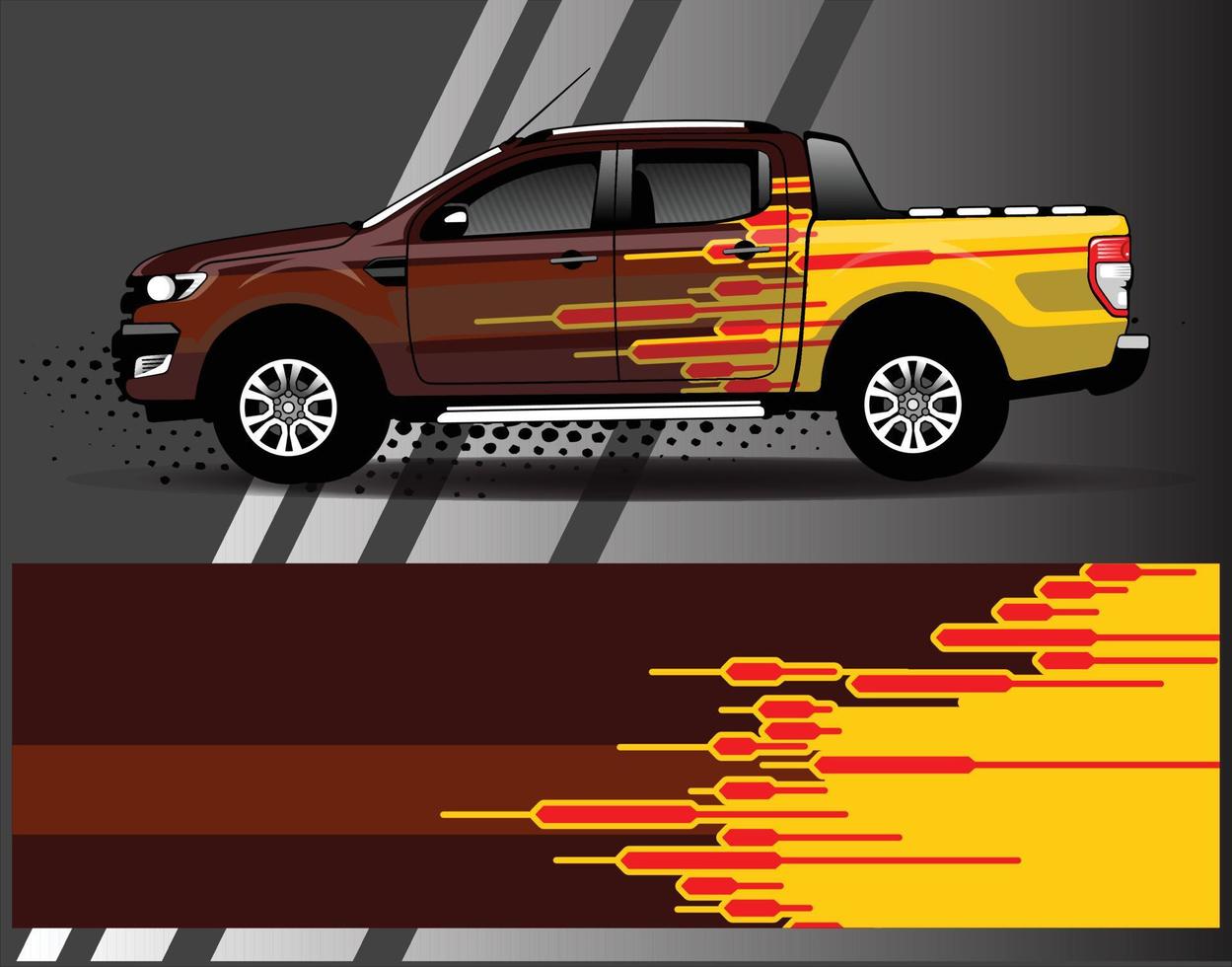 décalque de vecteur de conception d'enveloppe de voiture et de camionnette de fret. conceptions de fond de course à rayures abstraites graphiques pour l'aventure de course de rallye de véhicules et la livrée de course automobile