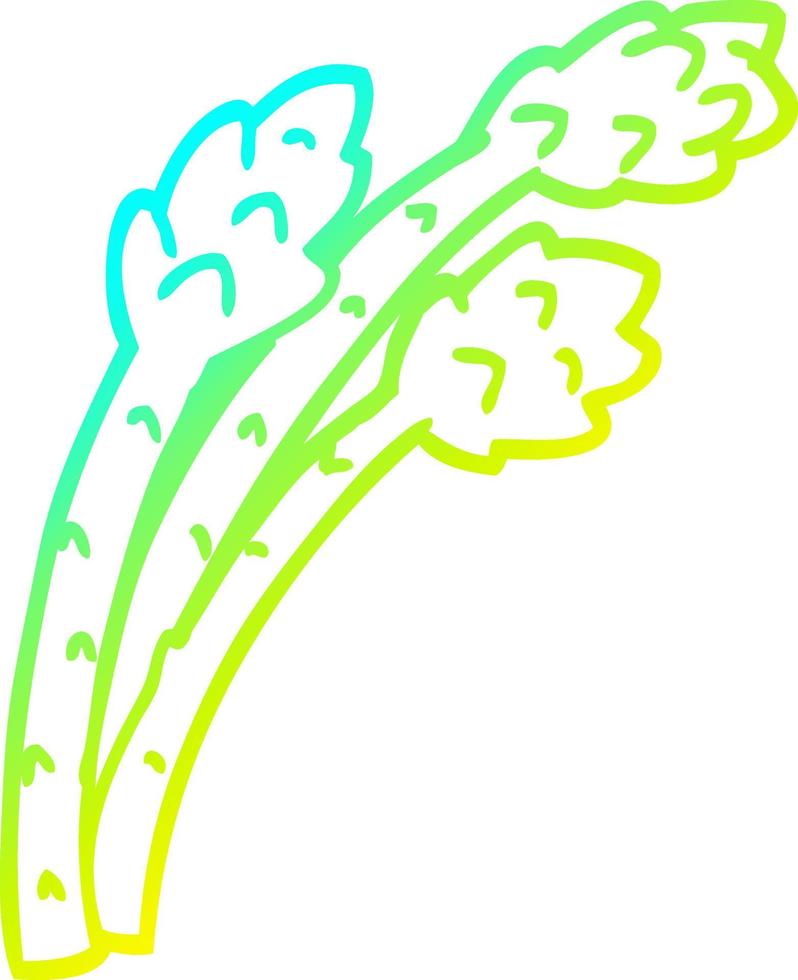 ligne de gradient froid dessinant une plante d'asperges de dessin animé vecteur