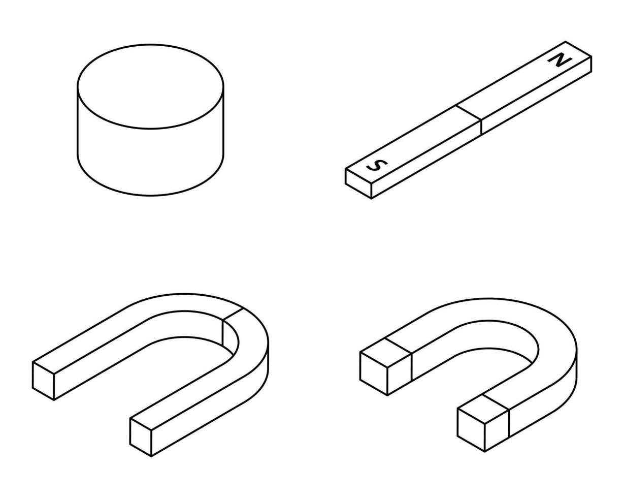 ensemble d'icônes d'aimant contour vectoriel