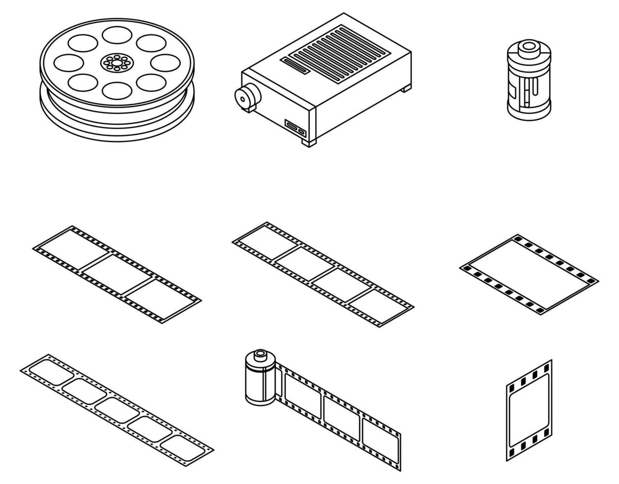icônes de pellicule définies contour vectoriel