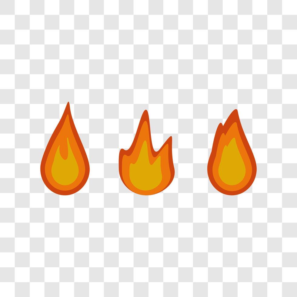 feu, icône de vecteur de flamme, ensemble de flamme de feu rouge et orange. collection d'éléments enflammés chauds.