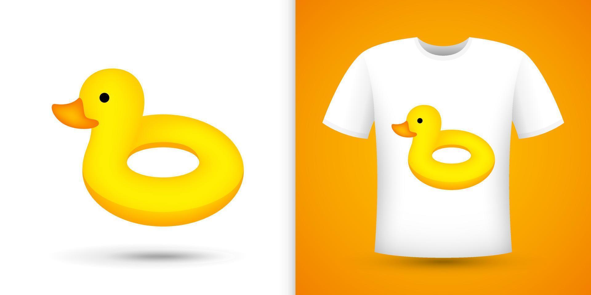 canard gonflable sur chemise blanche. illustration vectorielle vecteur