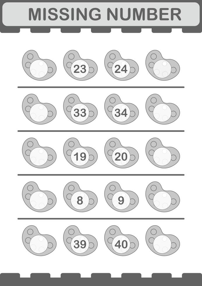 numéro manquant avec palette d'art. feuille de travail pour les enfants vecteur