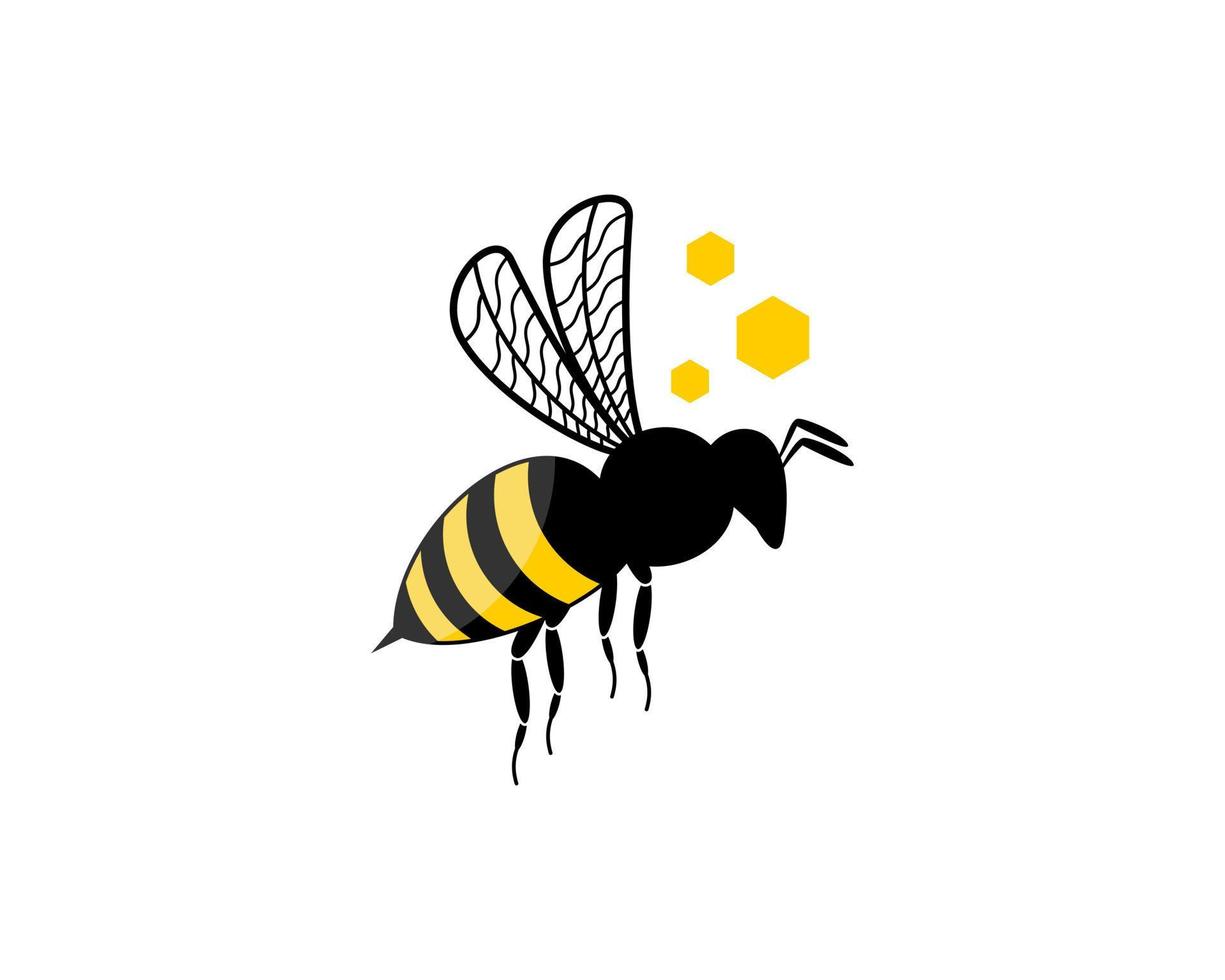 abeille volante avec logo hexagonal vecteur