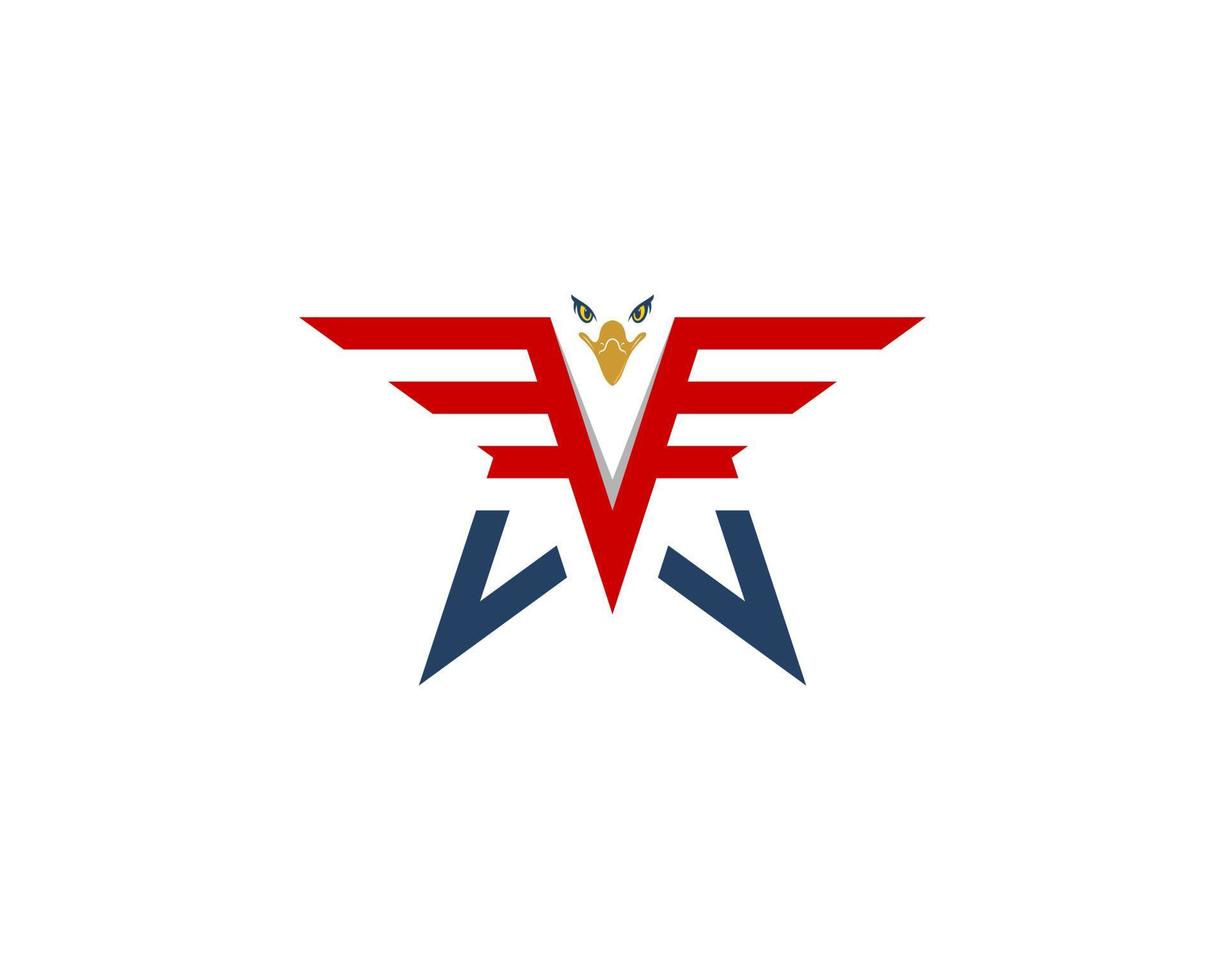 aigle volant dans le logo de la ligne des étoiles vecteur