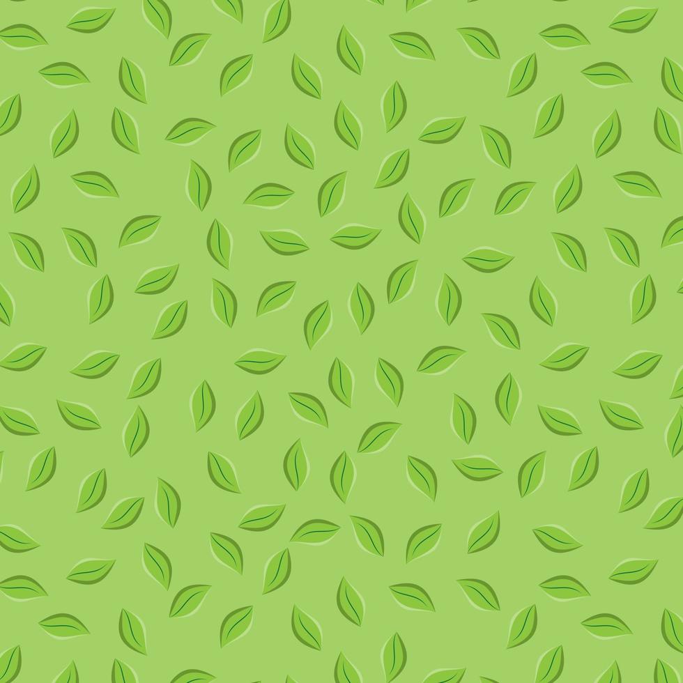 le thé vert volant laisse un motif sans couture. fond vert pour nappe, toile cirée, literie ou autre design textile vecteur