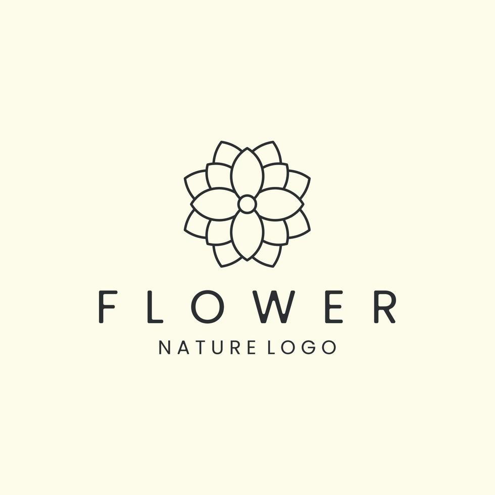 fleur avec illustration vectorielle de style linéaire logo icône. nature, floral, conception de modèle vecteur