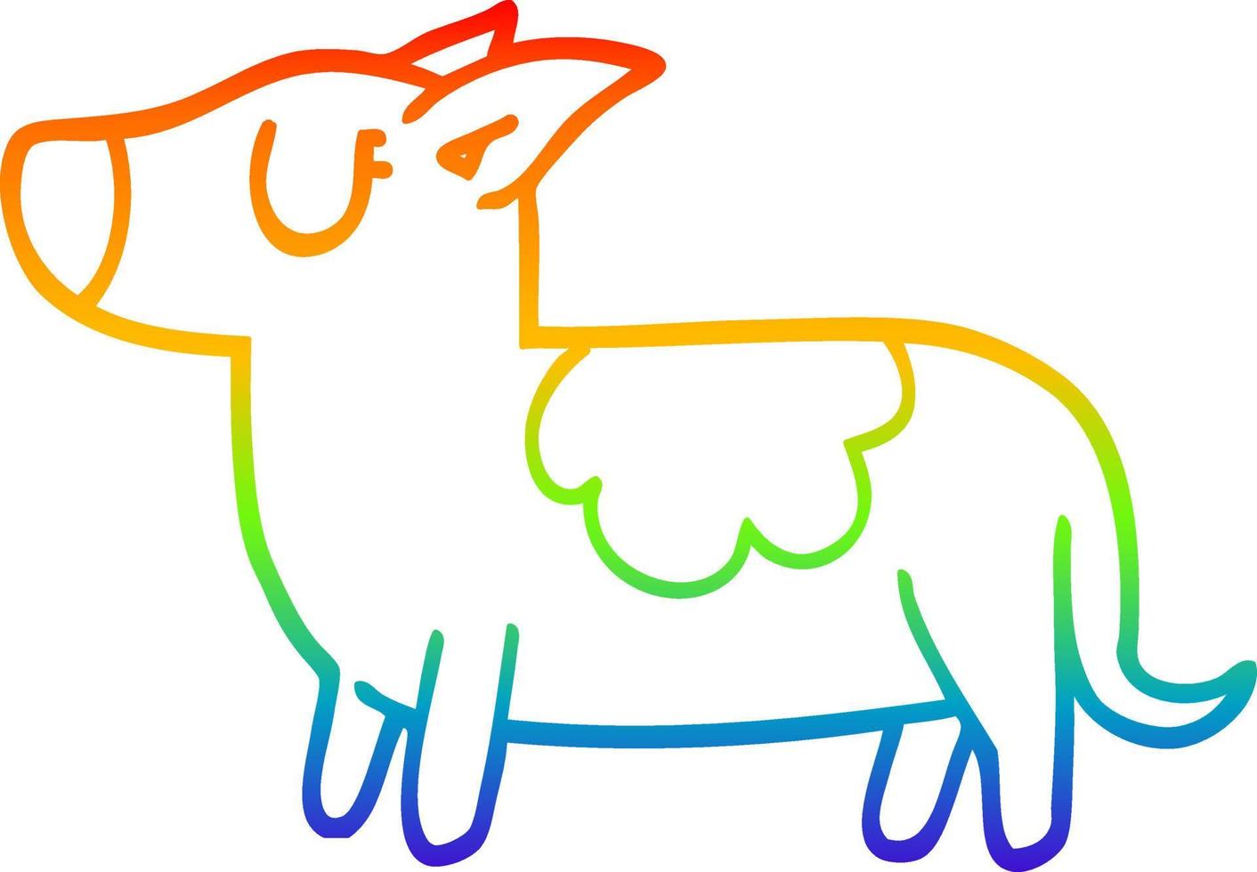 arc en ciel gradient ligne dessin dessin animé chien debout vecteur