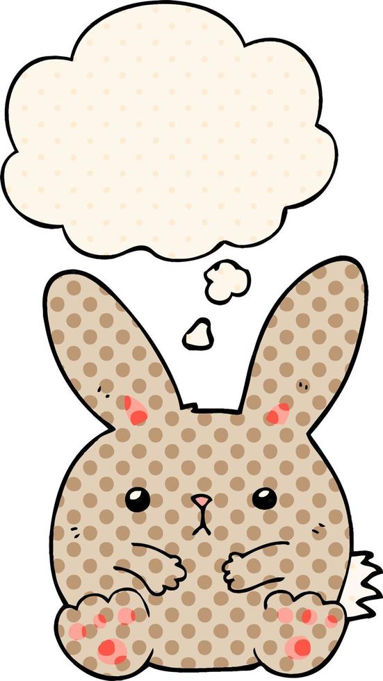 lapin de dessin animé et bulle de pensée dans le style de la bande dessinée vecteur