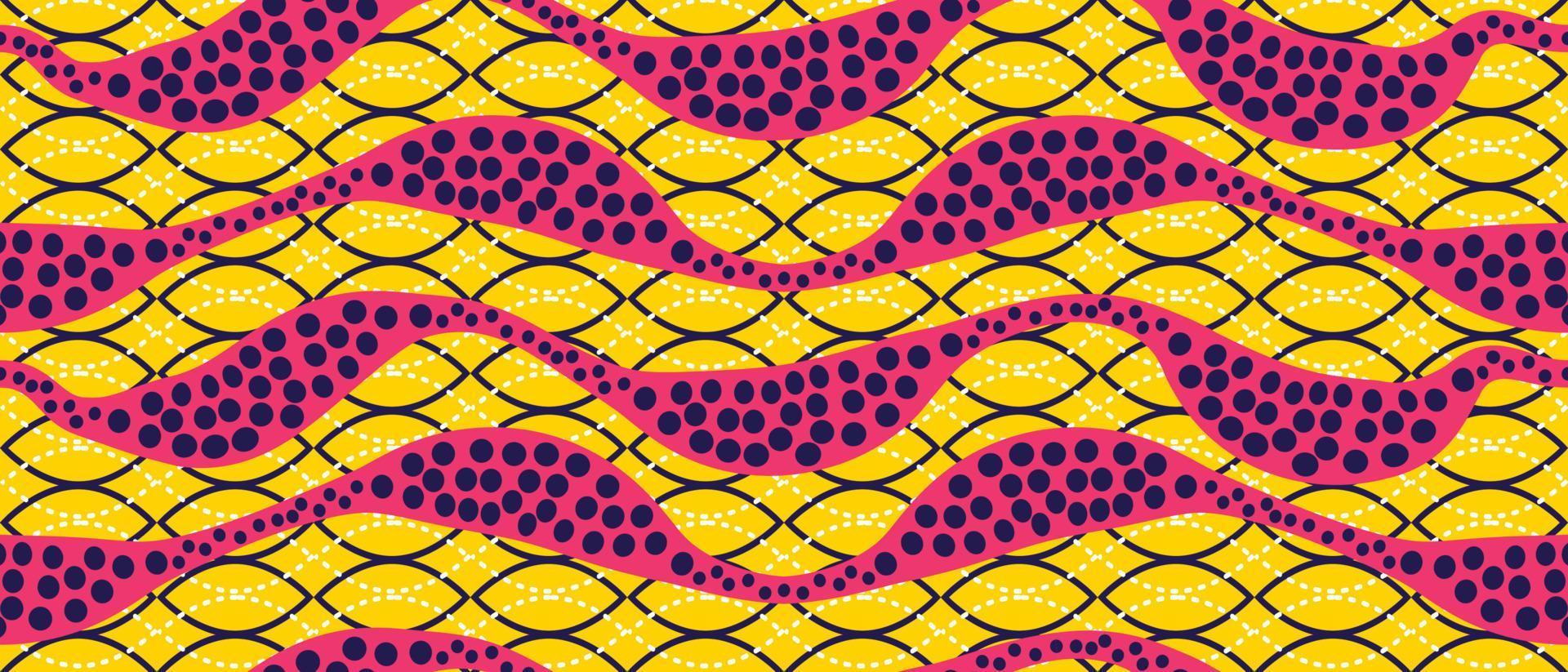 motif africain. fond jaune et rose. beau kitenge sans couture, style chitenge. design africain de mode en coloré. motif abstrait. impressions d'ankara, impressions de cire africaines. vecteur