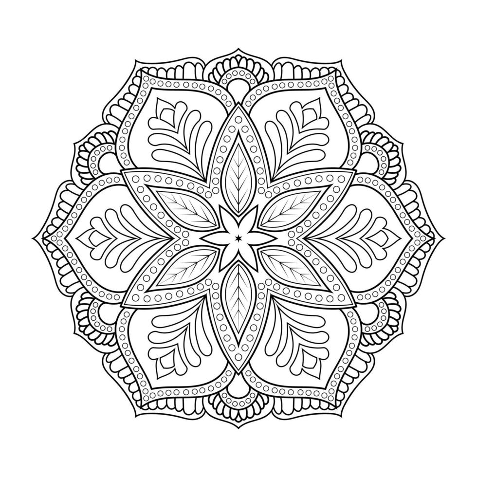 conception de mandala floral avec dessin au trait noir et blanc de style ethnique vecteur