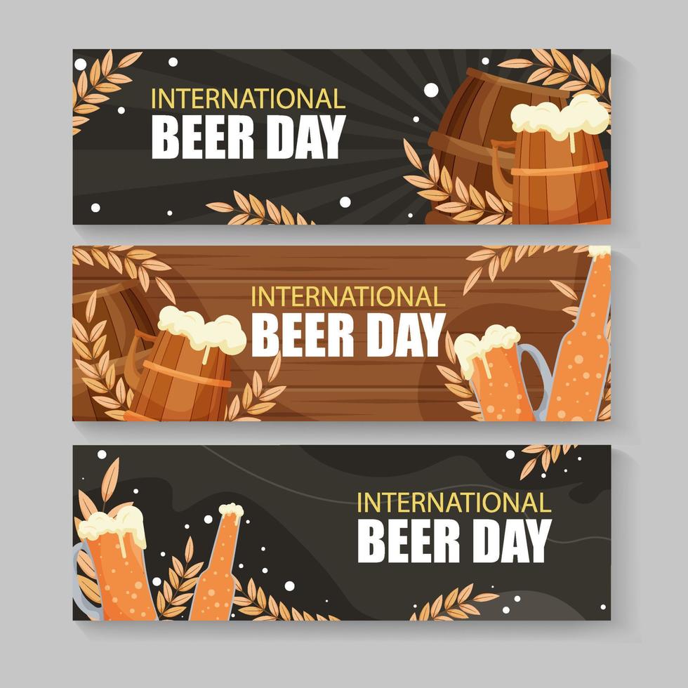 ensemble de bannières de la journée internationale de la bière vecteur