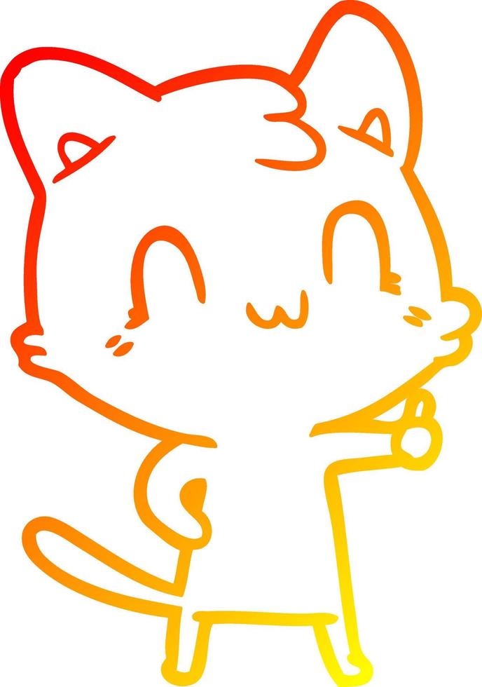 chaud gradient ligne dessin dessin animé chat heureux vecteur